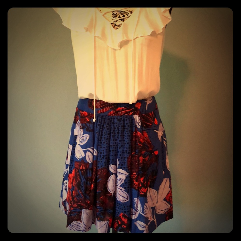 Anthropologie Edme & Esyllte Flowered Mini Skirt